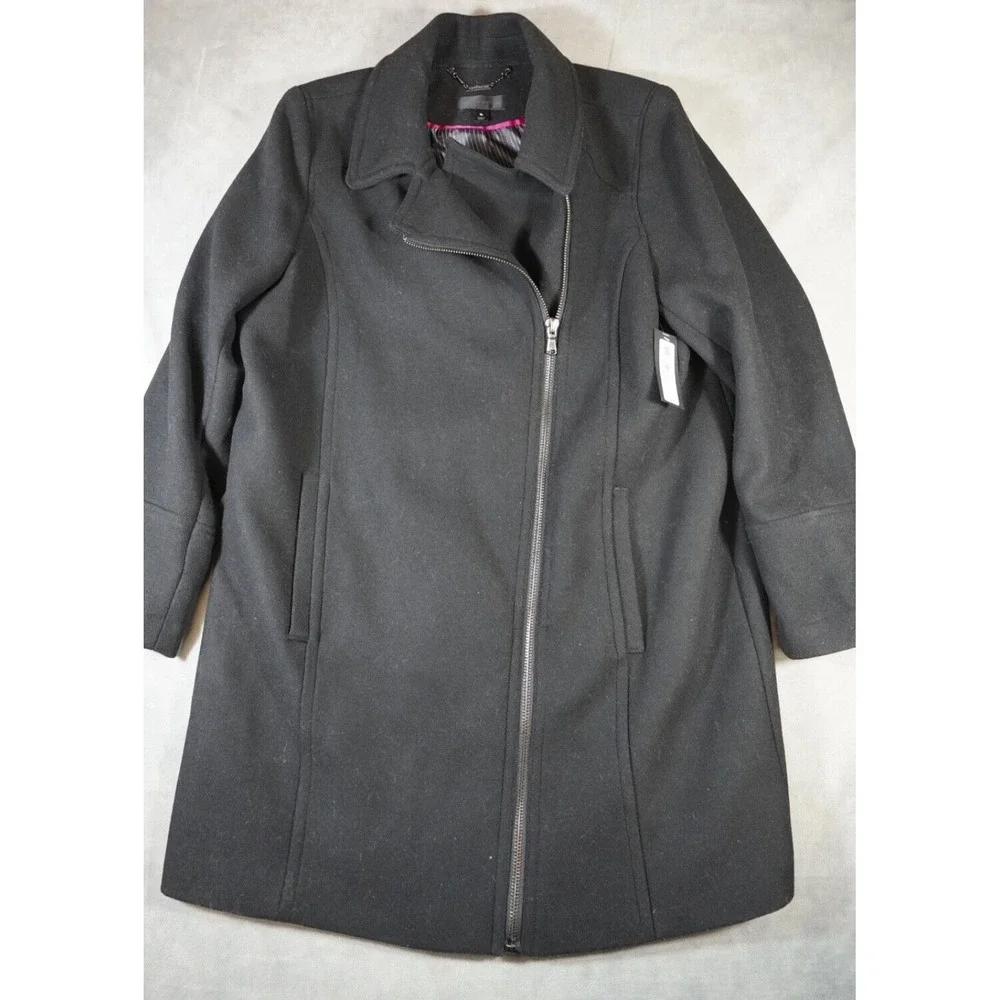 NWT Worthington Women's Black Coat Wool Blend Size XL Full Zip‎ Retail $200